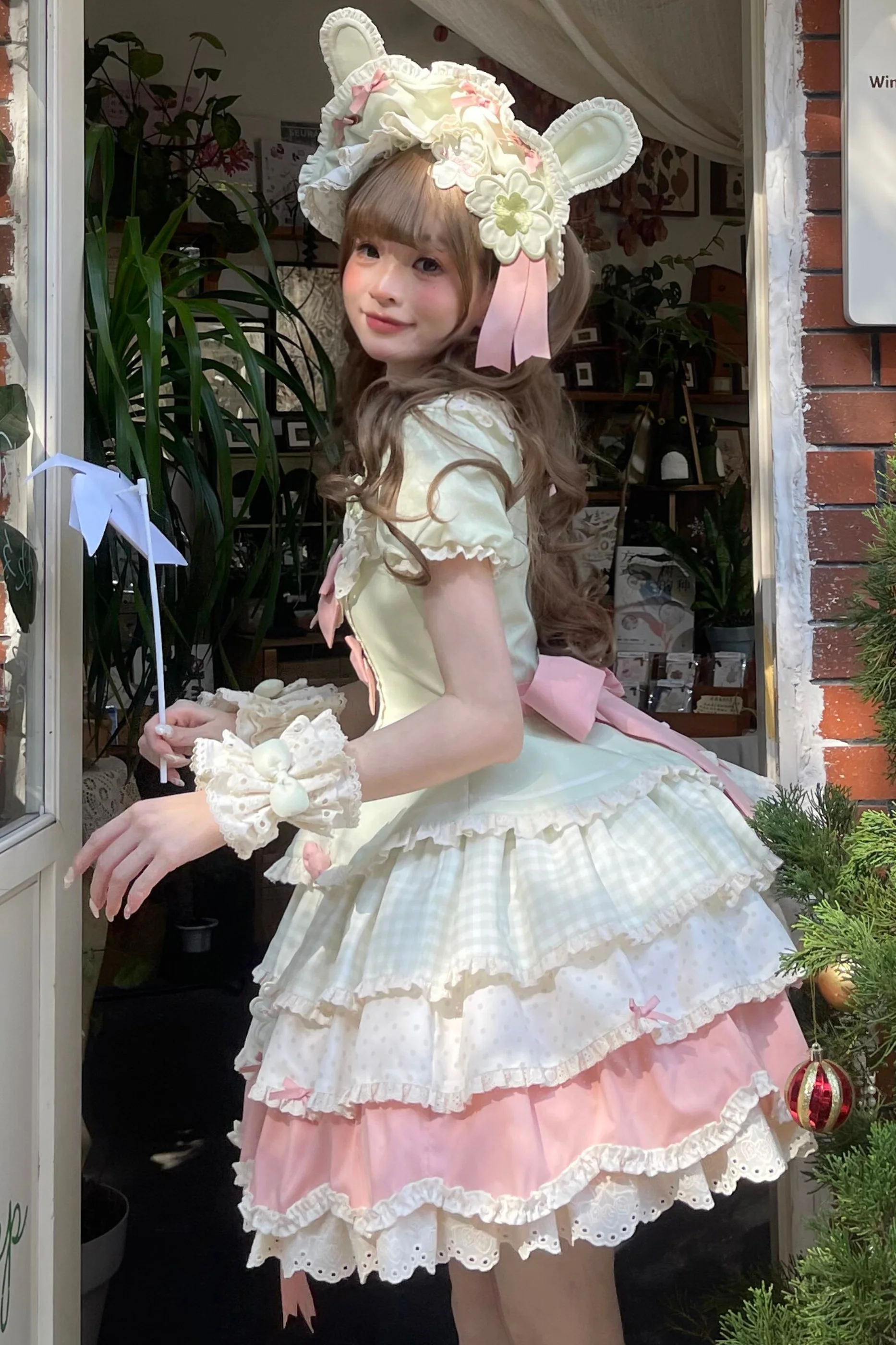 Four-Leaf Clover Lolita Dress + Sleeves + Bonnet - Image 11