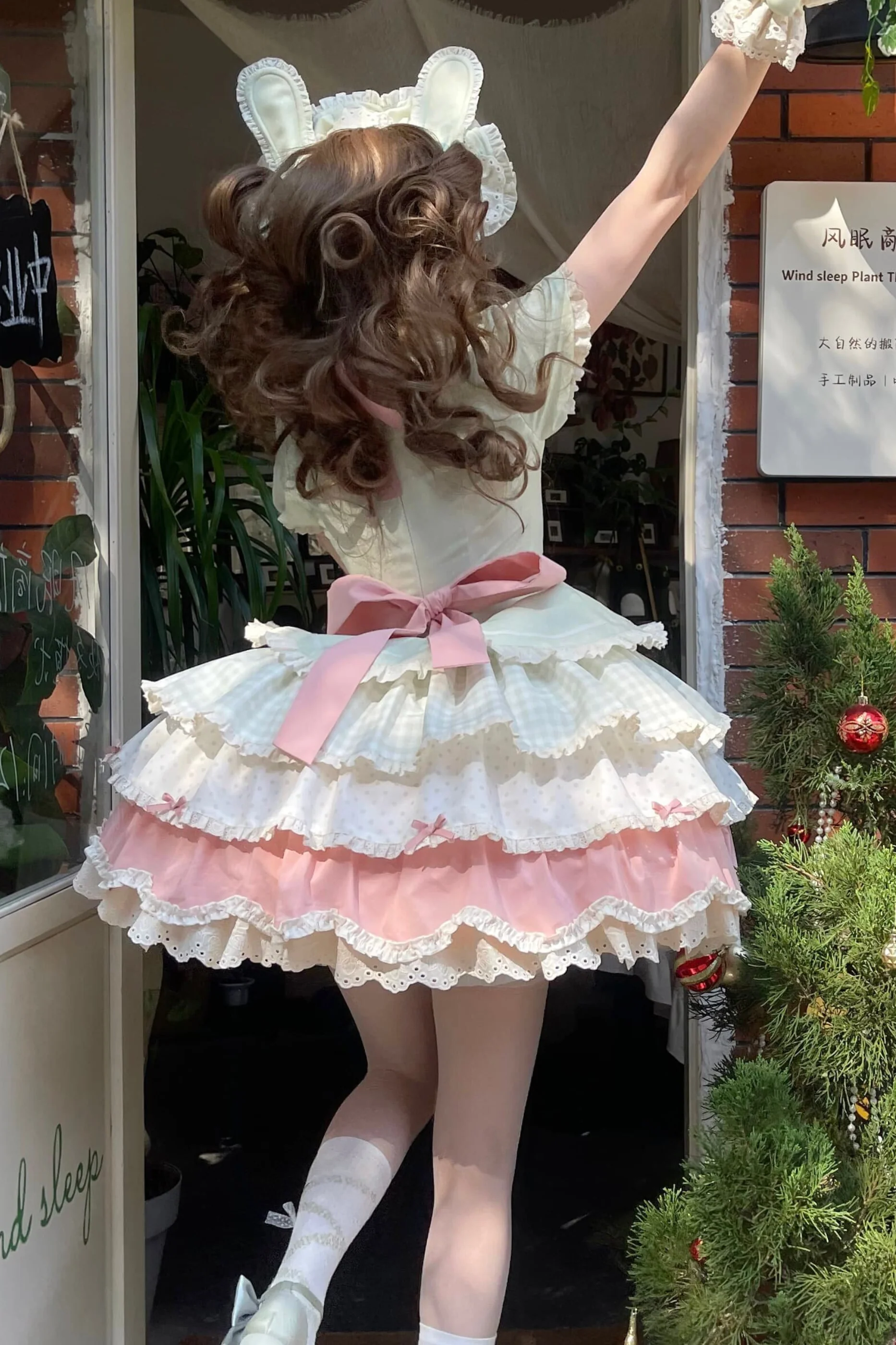 Four-Leaf Clover Lolita Dress + Sleeves + Bonnet - Image 15