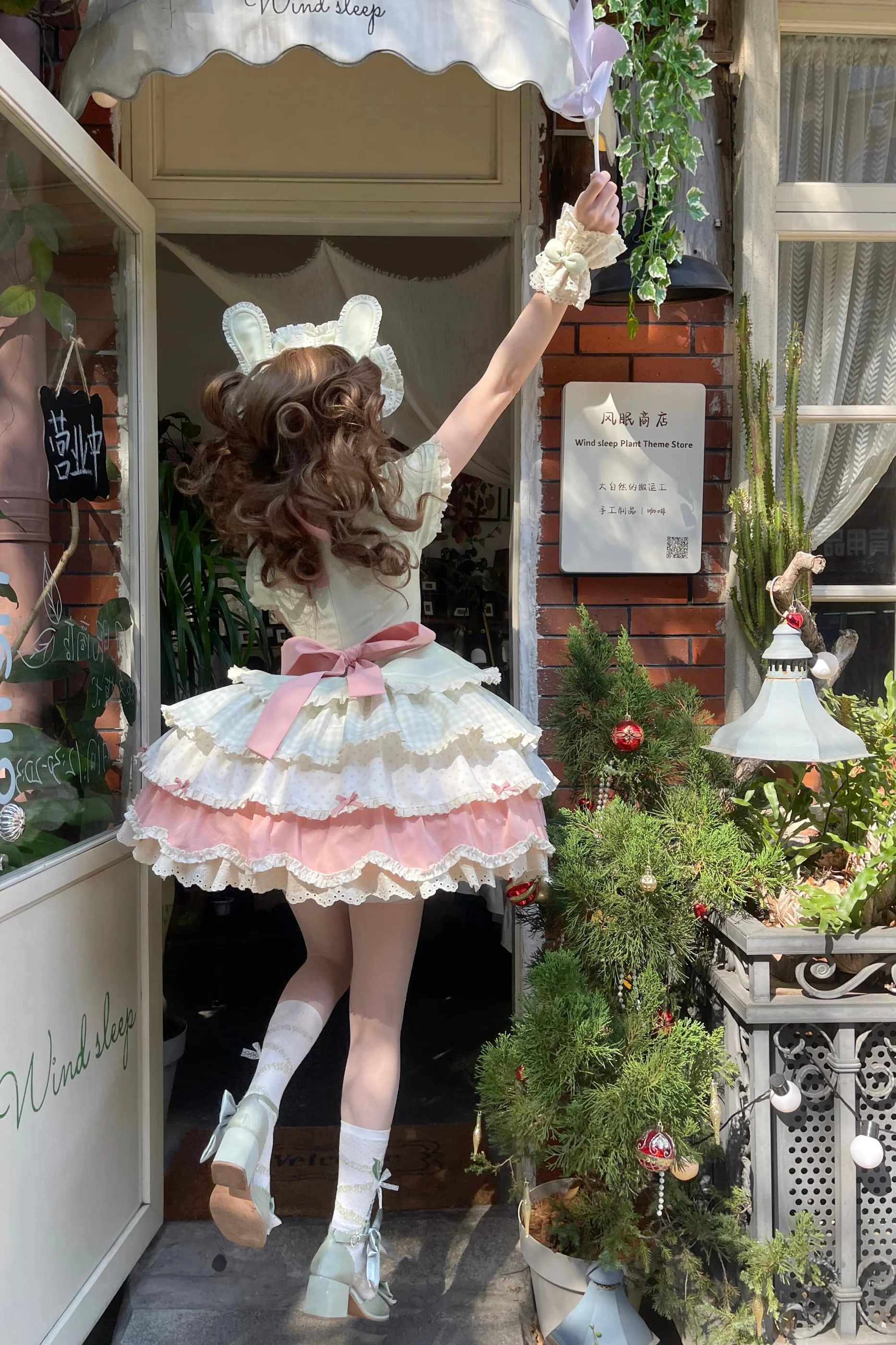 Four-Leaf Clover Lolita Dress + Sleeves + Bonnet - Image 18