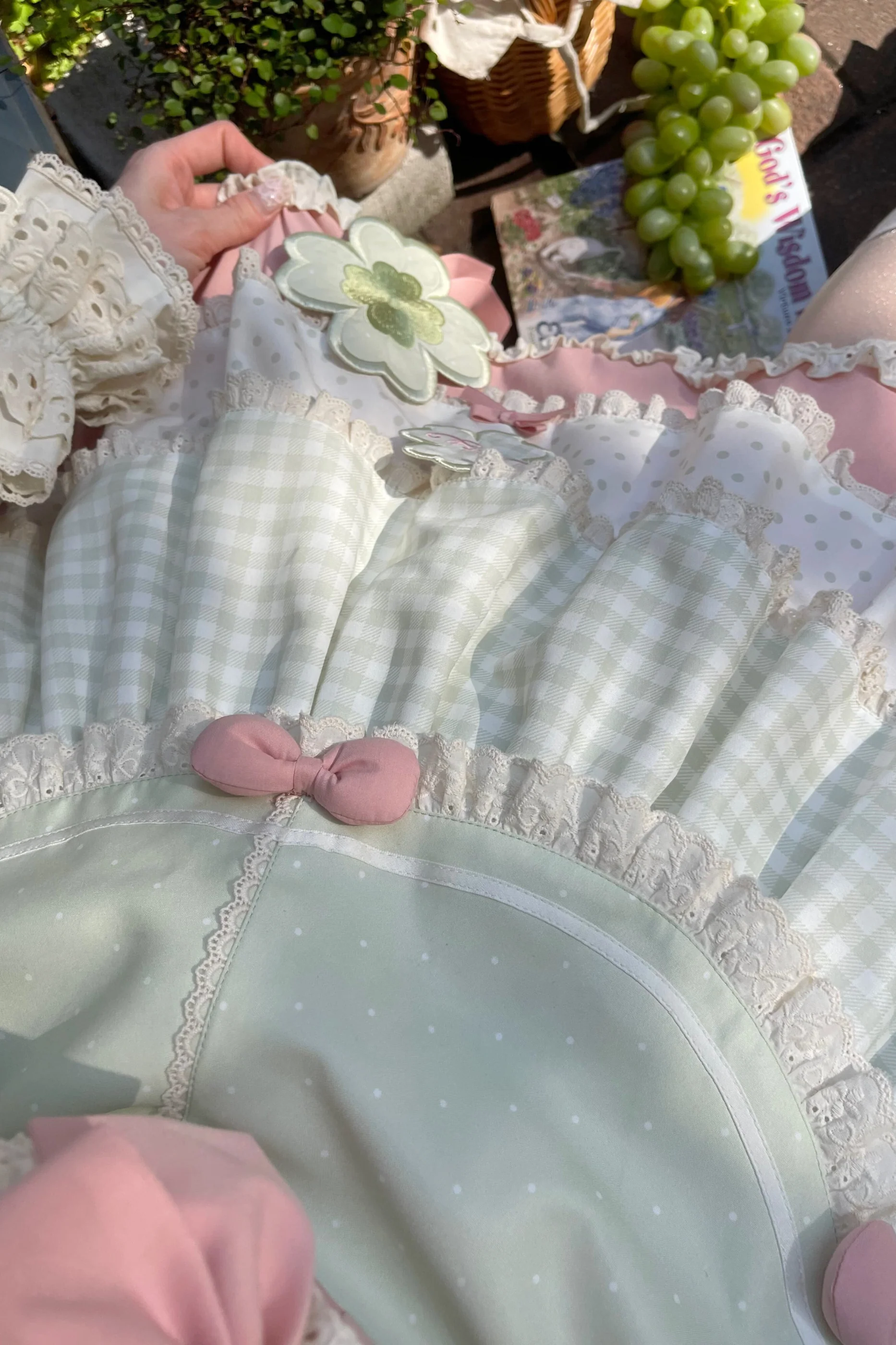 Four-Leaf Clover Lolita Dress + Sleeves + Bonnet - Image 23