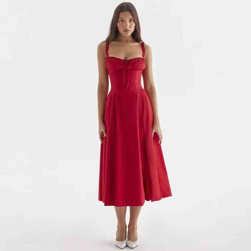 French Back Cross Strap Slit Dress - Image 11