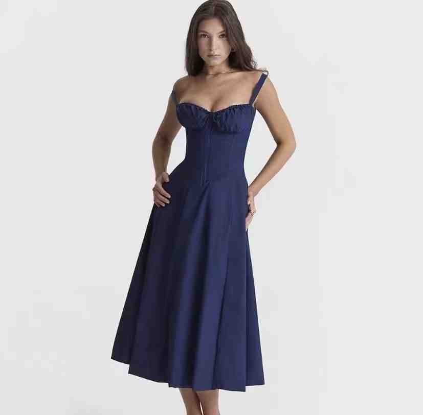 French Back Cross Strap Slit Dress - Image 12