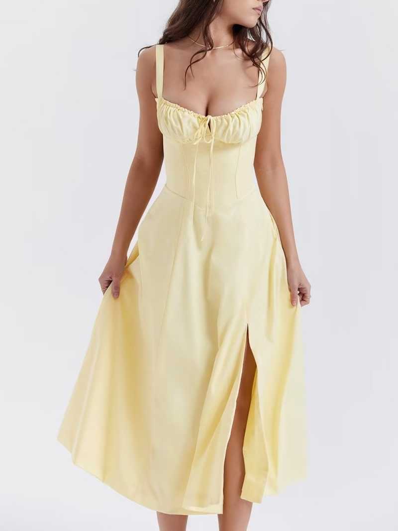 French Back Cross Strap Slit Dress - Image 2