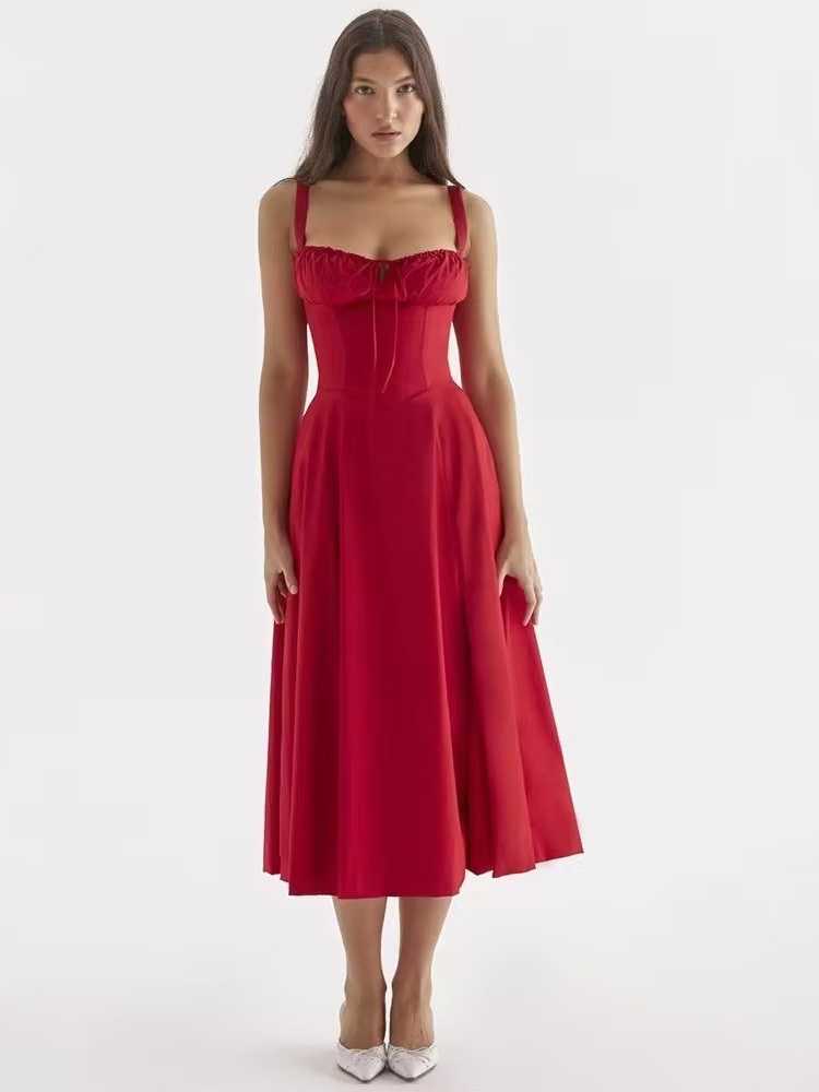 French Back Cross Strap Slit Dress - Image 5