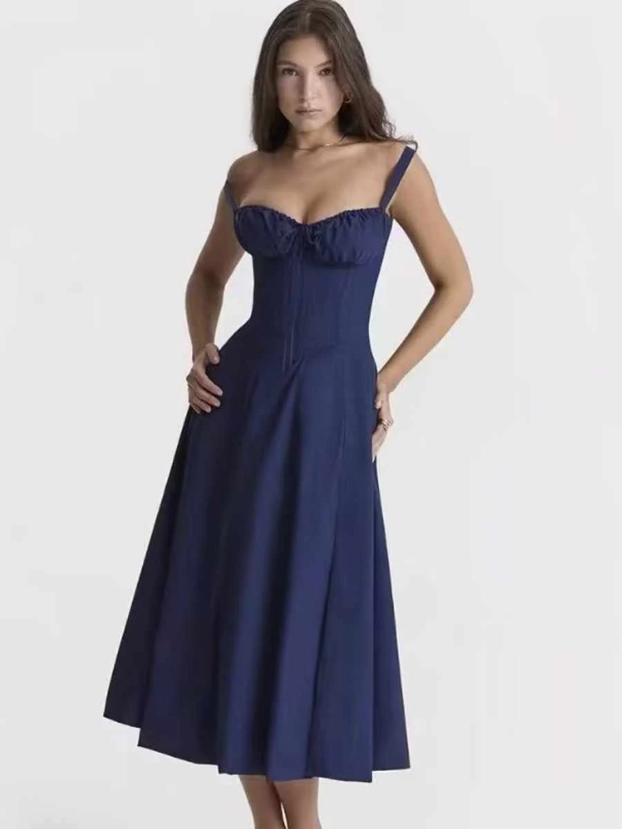 French Back Cross Strap Slit Dress - Image 6