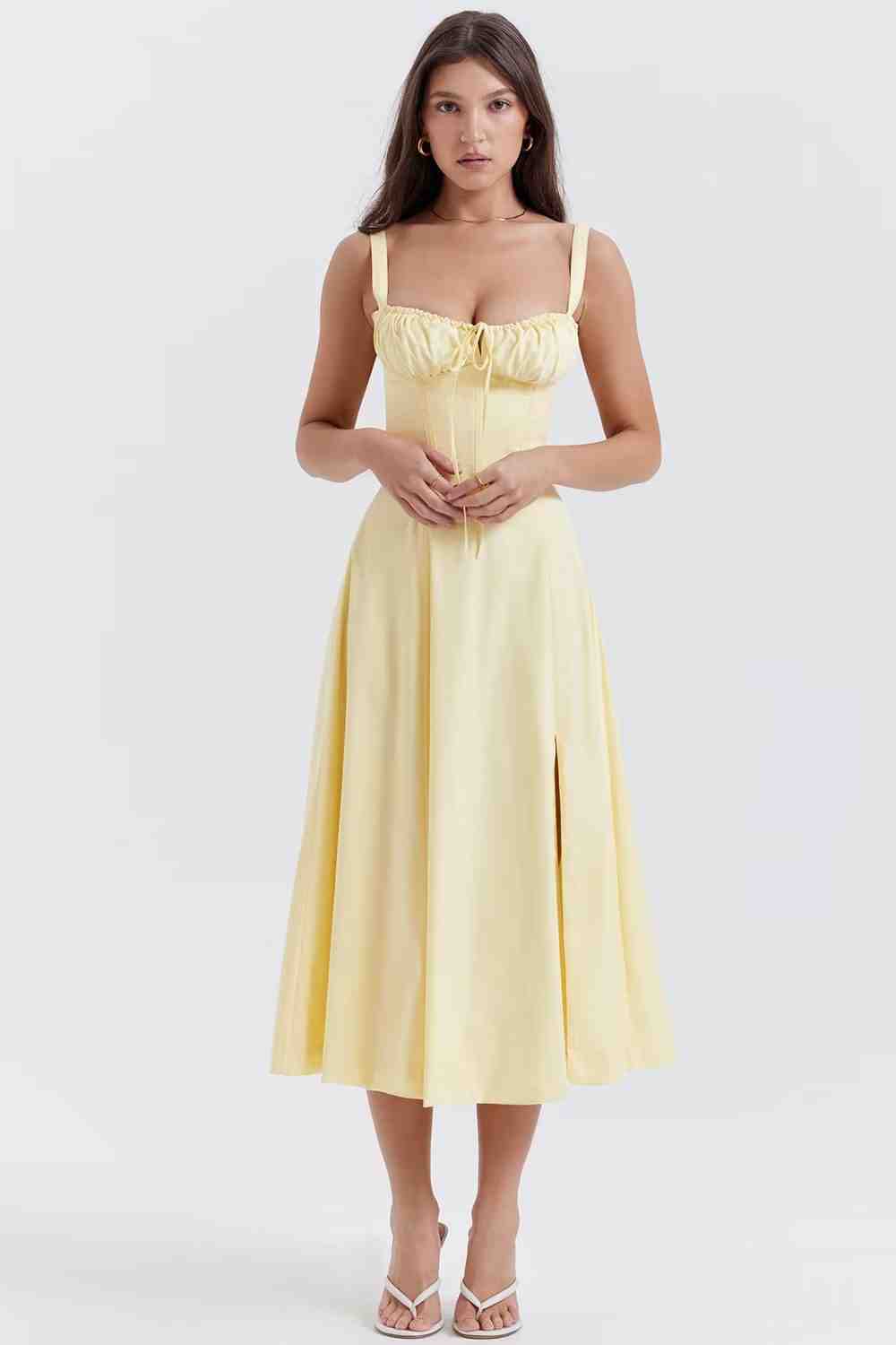 French Back Cross Strap Slit Dress - Image 8