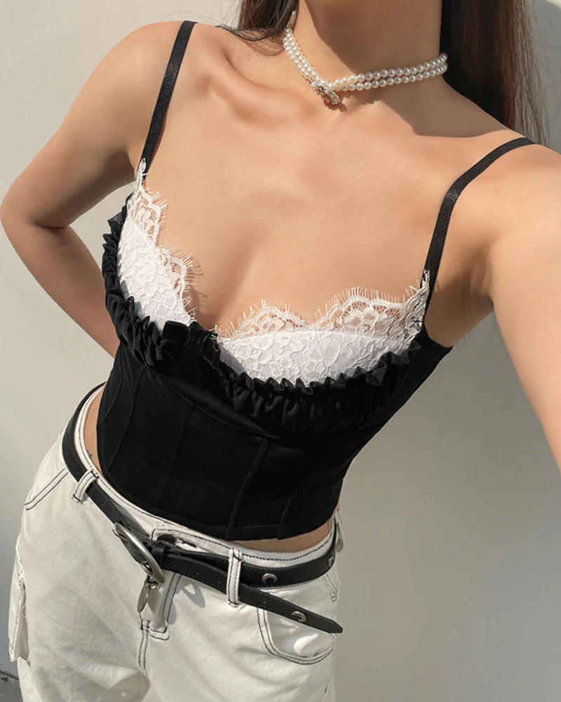 French Ballet Style Lace Tank Top - Image 3