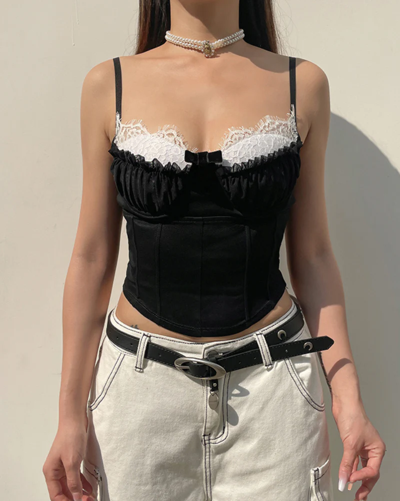 French Ballet Style Lace Tank Top - Image 4