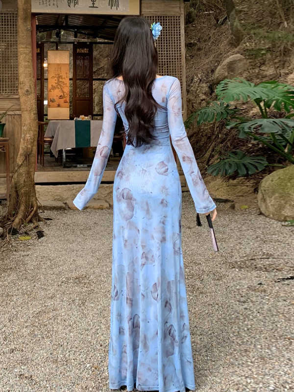 French Blue Floral Dress - Image 4