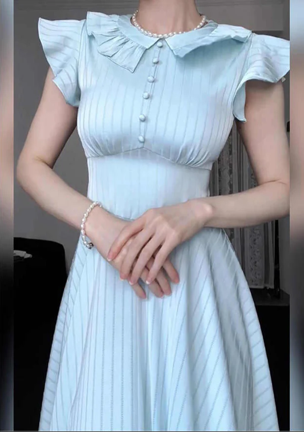 French Blue Flying Sleeves Dress - Image 2