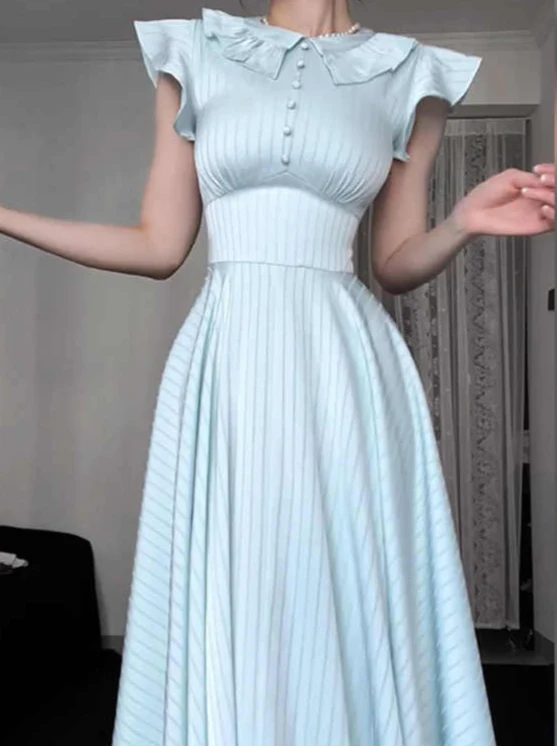 French Blue Flying Sleeves Dress - Image 4