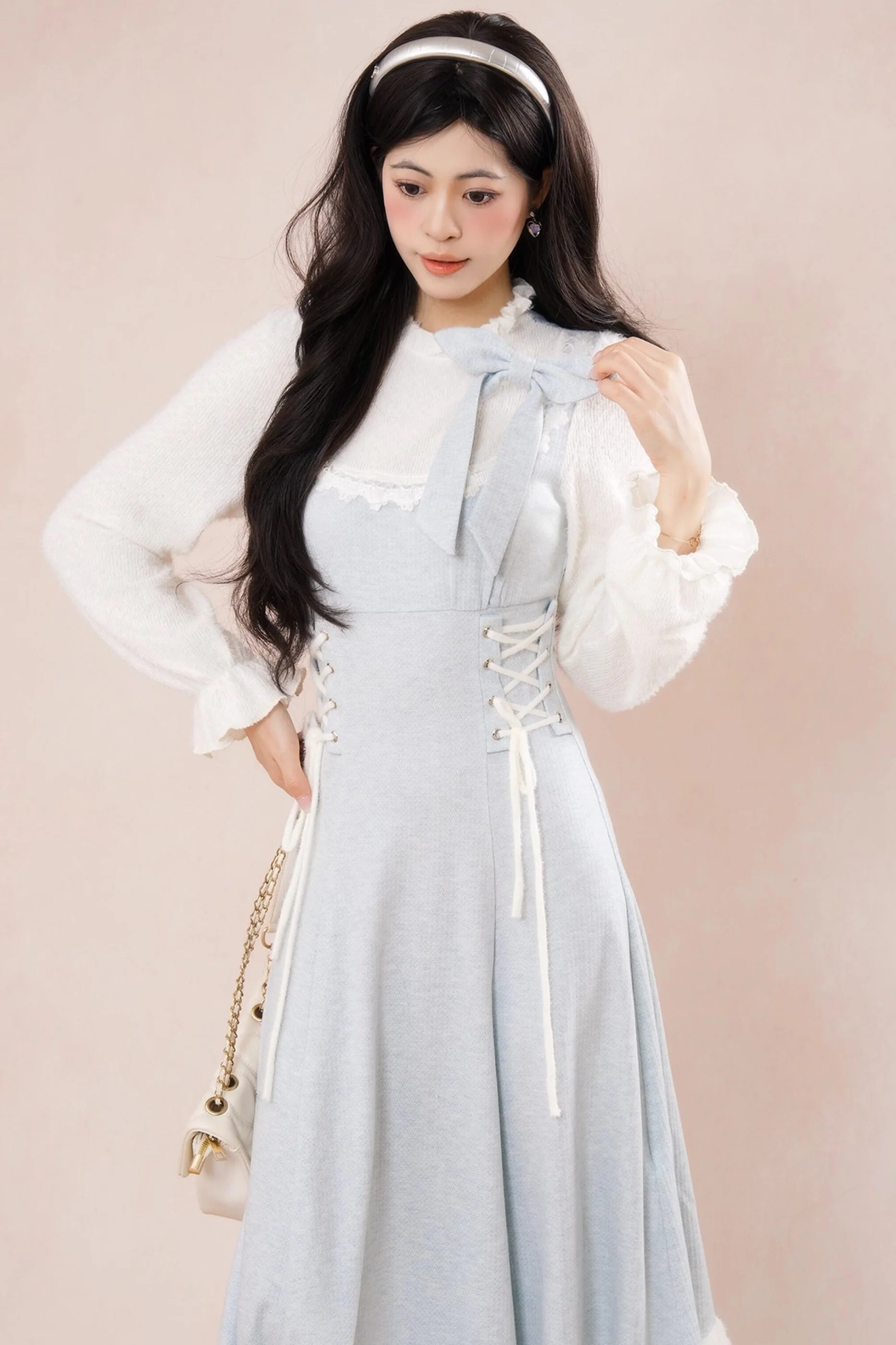 French Blue Ruffle Dress - Image 6