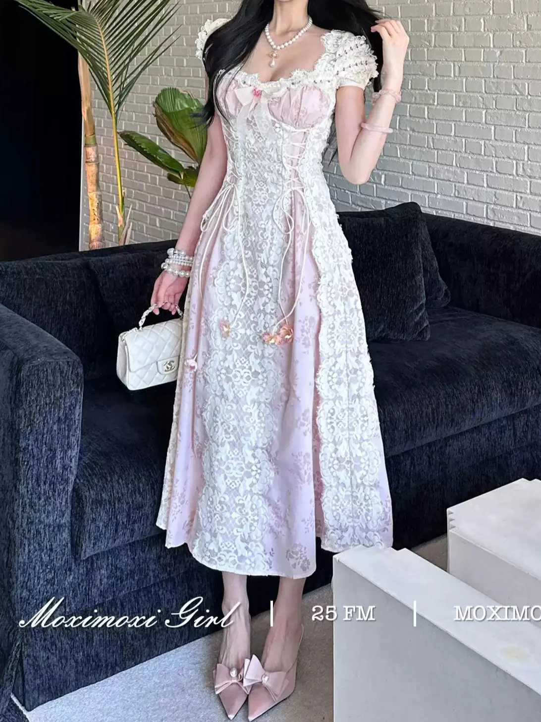 French Bow Ribbon Lace Princess Dress - Image 4