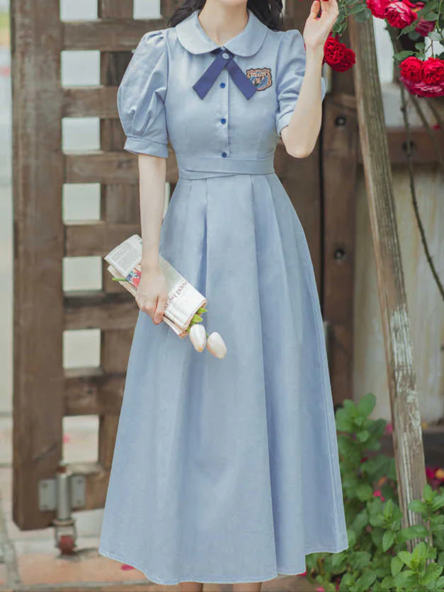 French College Collar Maxi Dress - Image 4