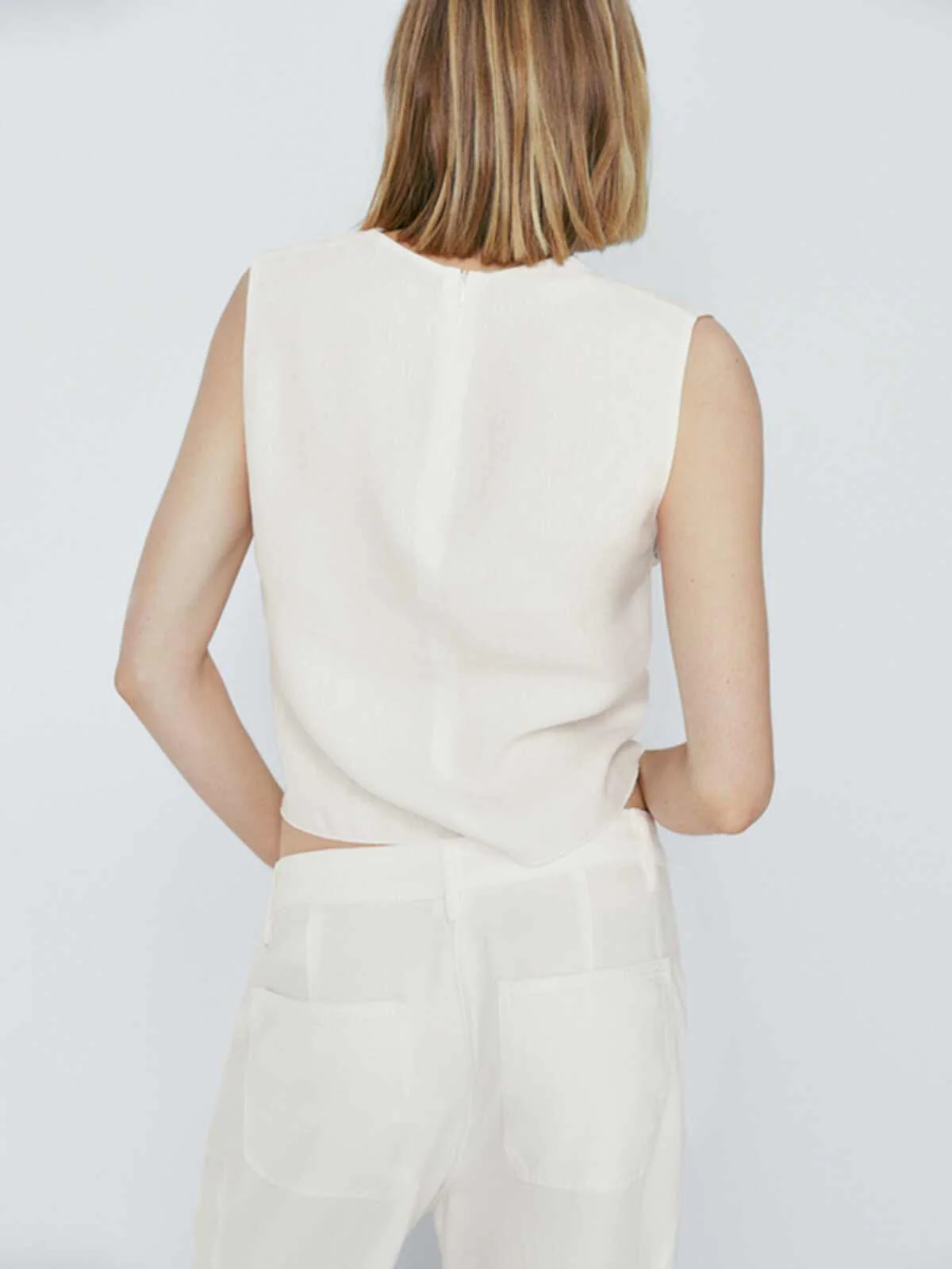 French Cross Linen Crop Top - Image 2