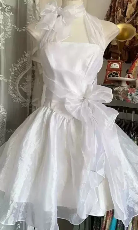 French Fairy White Halter-neck Dress - Image 3