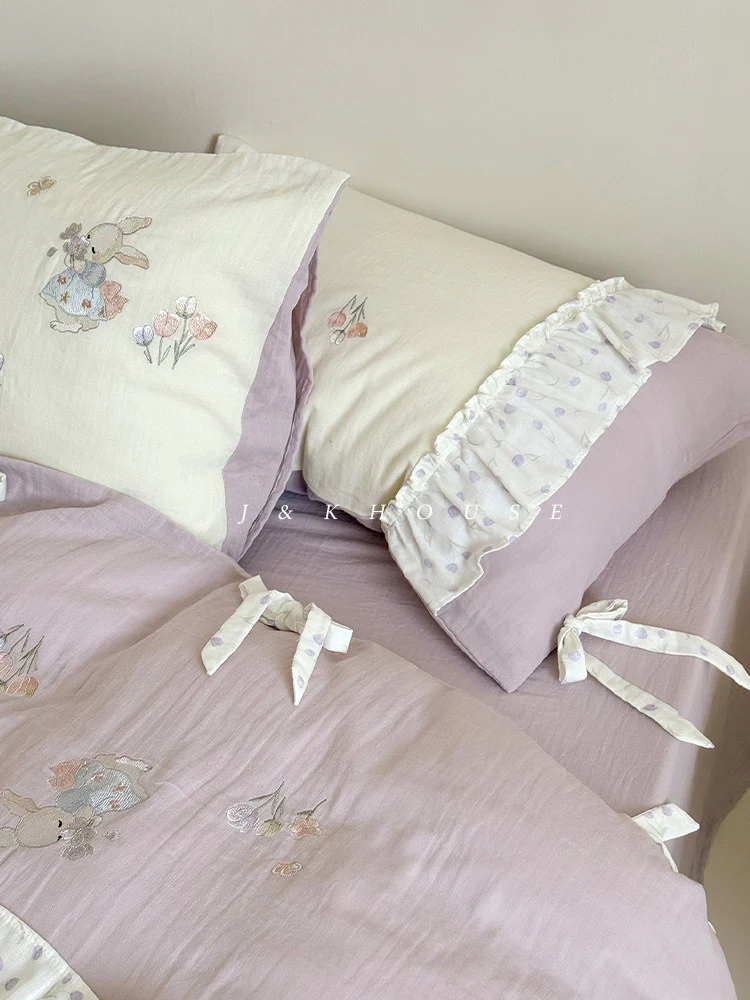 French girly cotton bed sheets four-piece set - Image 4