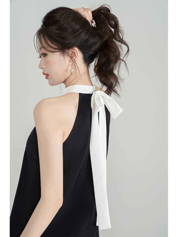 French Halter Neck Dark Coquette Dress - Image 3