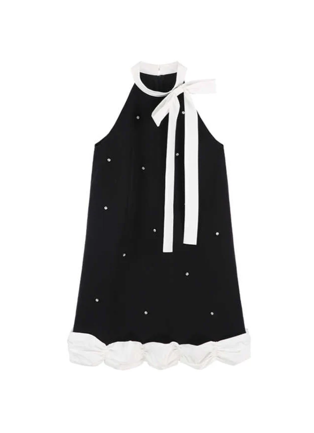 French Halter Neck Dark Coquette Dress - Image 4