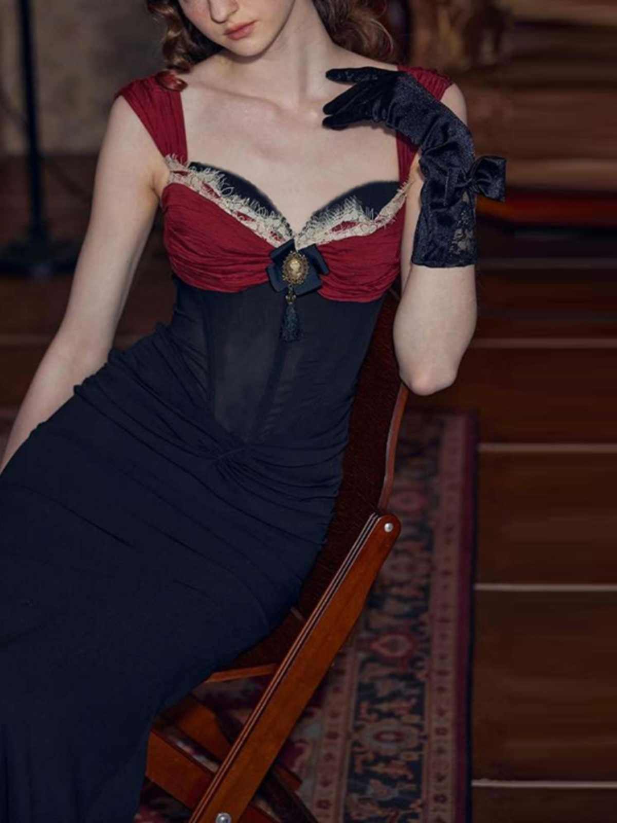 French Hepburn Suspender Long Dress - Image 3
