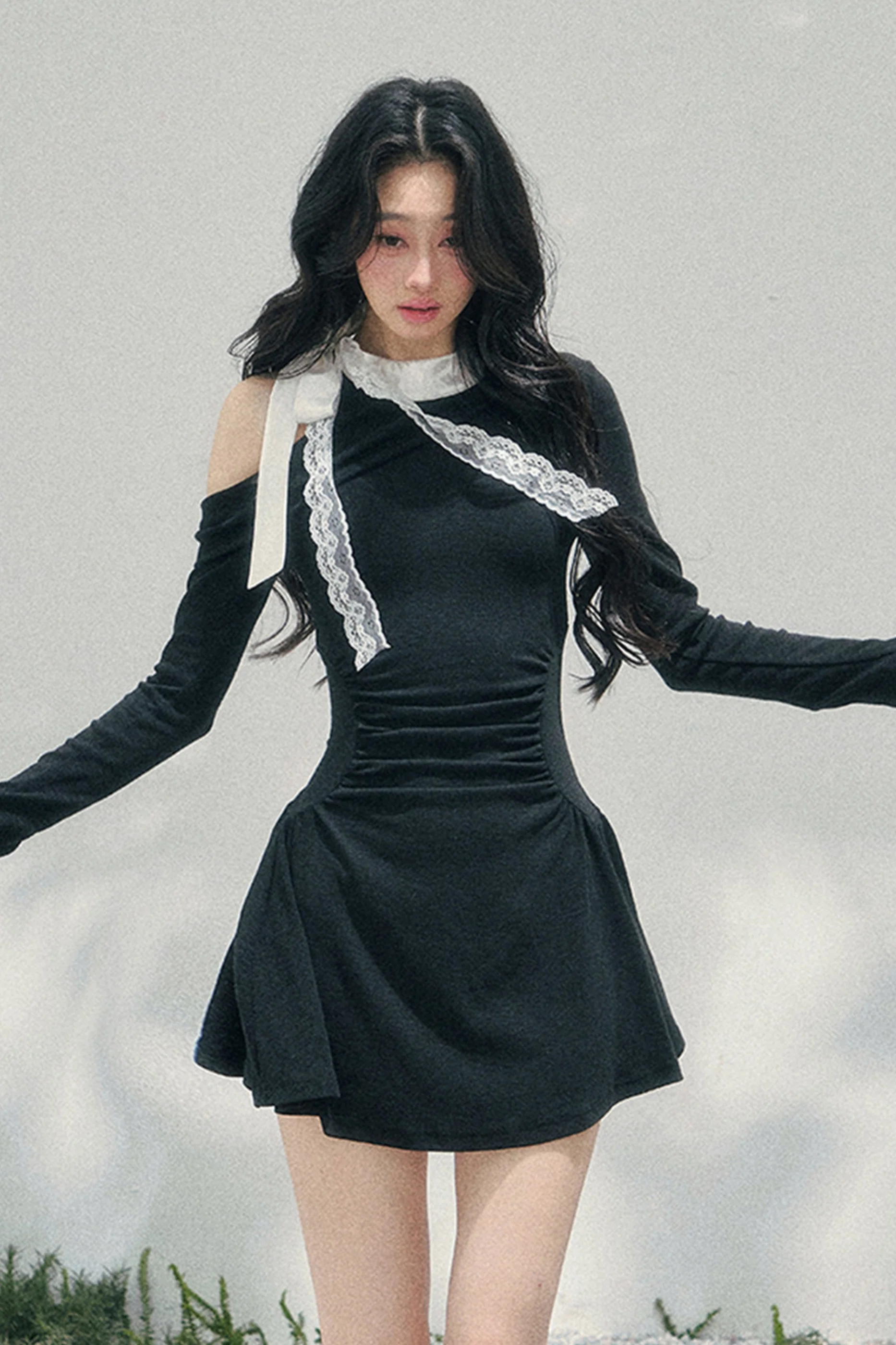 French Lace Off-Shoulder Dress - Image 11