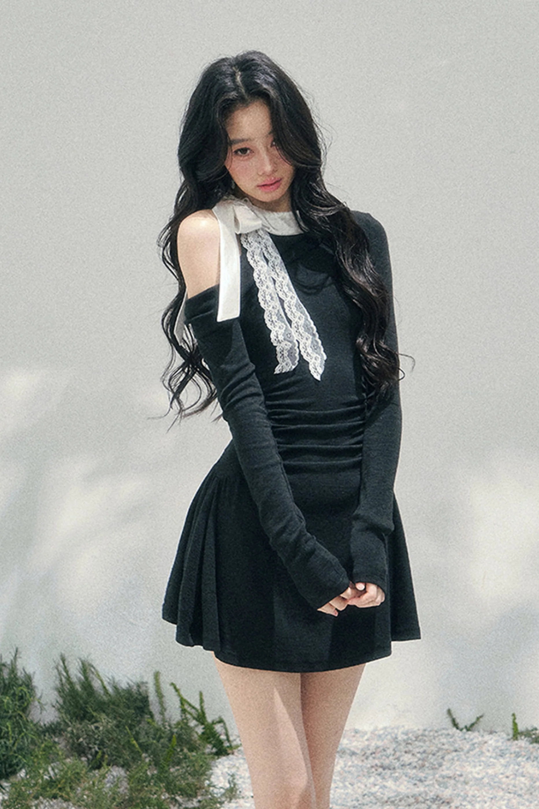 French Lace Off-Shoulder Dress - Image 13
