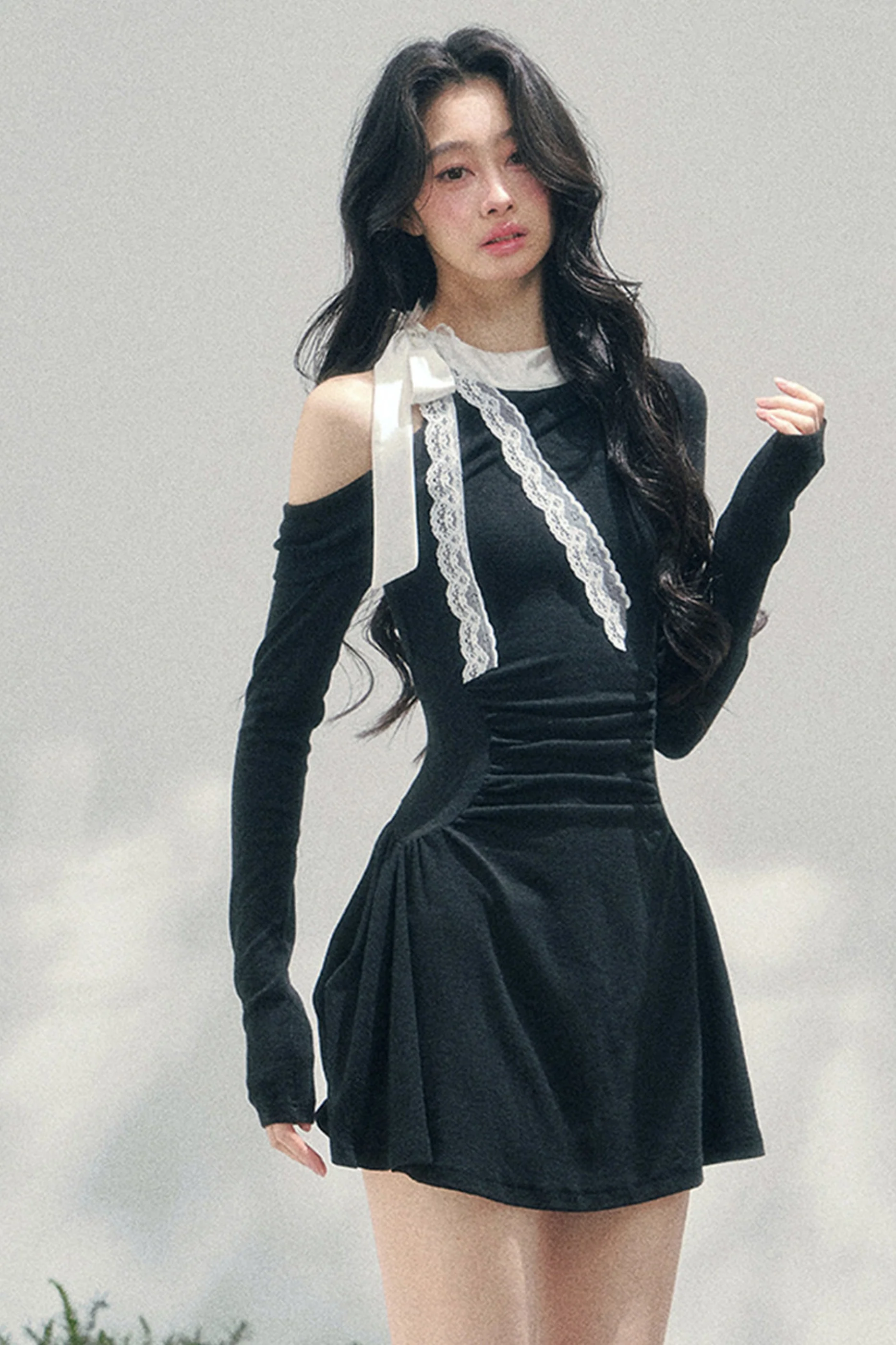 French Lace Off-Shoulder Dress - Image 16