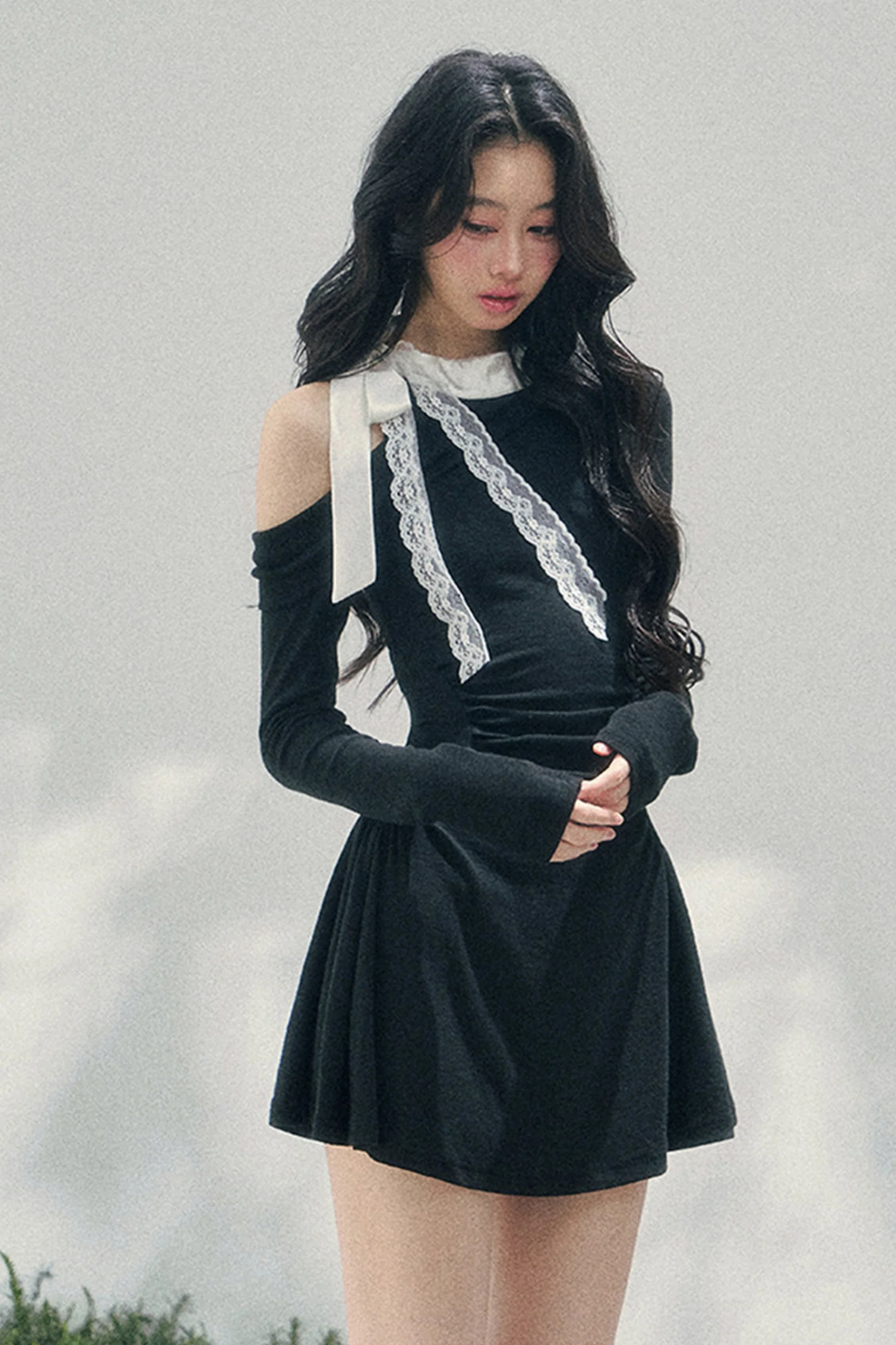 French Lace Off-Shoulder Dress - Image 18