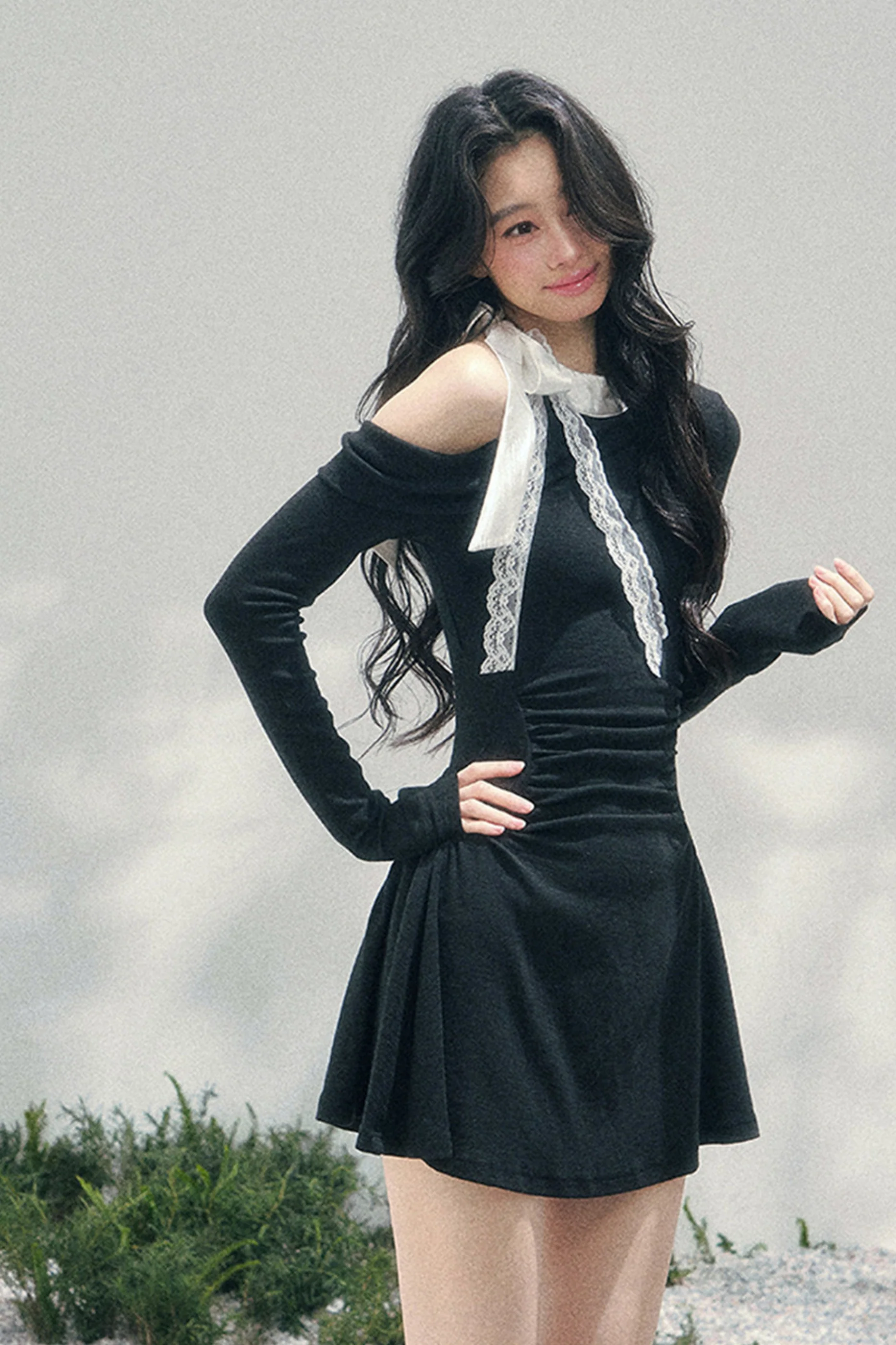 French Lace Off-Shoulder Dress - Image 19