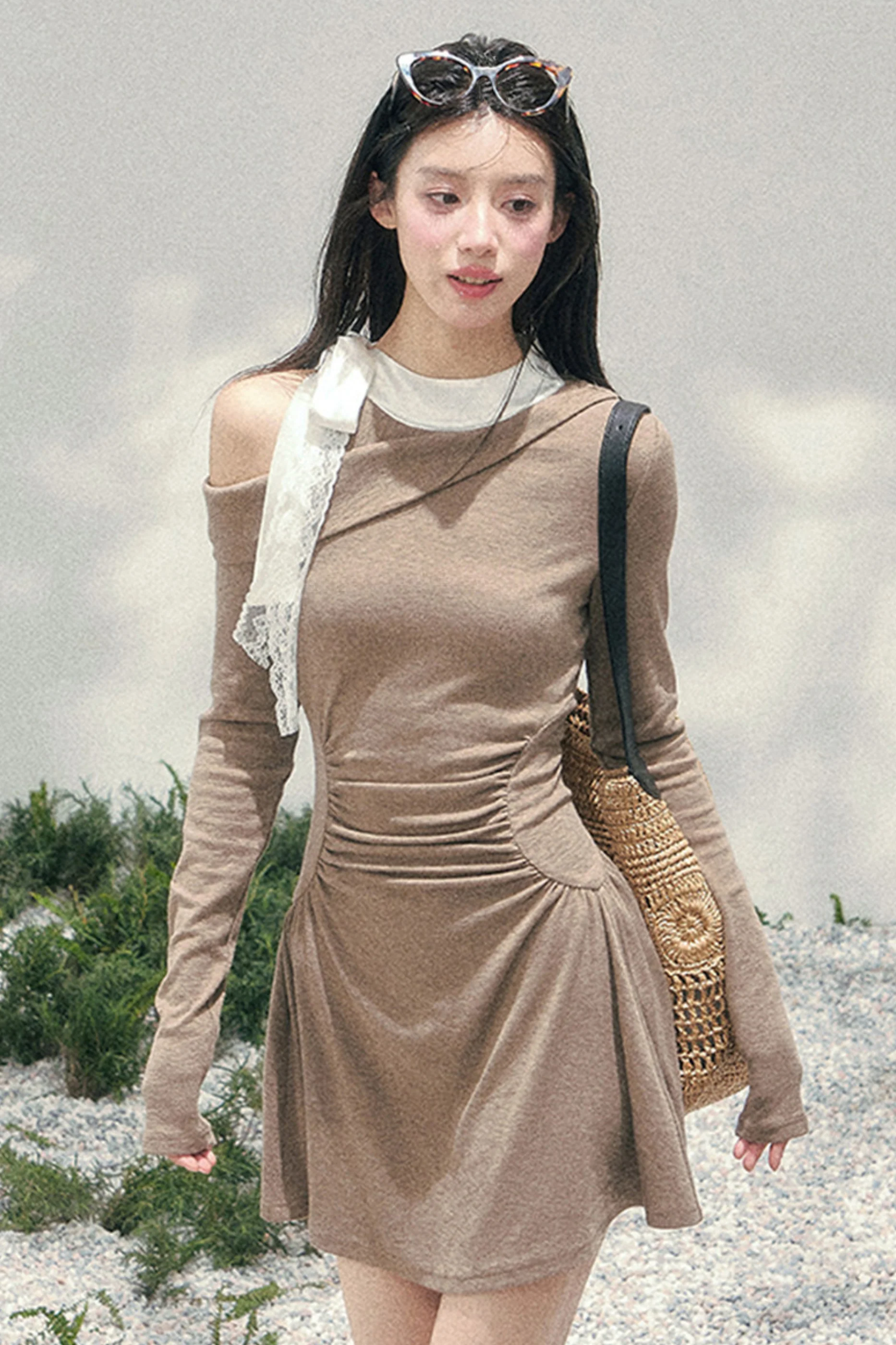 French Lace Off-Shoulder Dress - Image 26