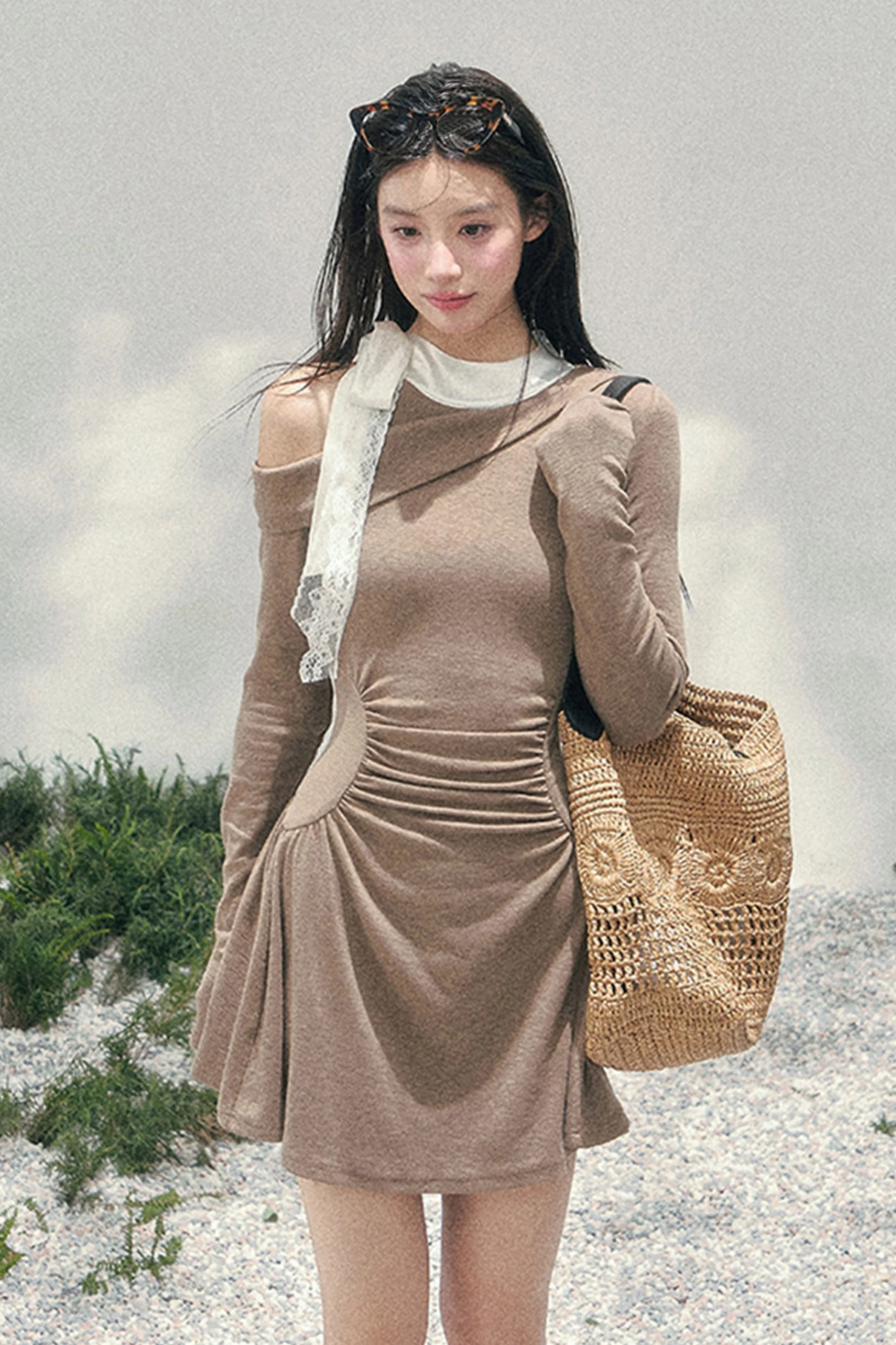 French Lace Off-Shoulder Dress - Image 38