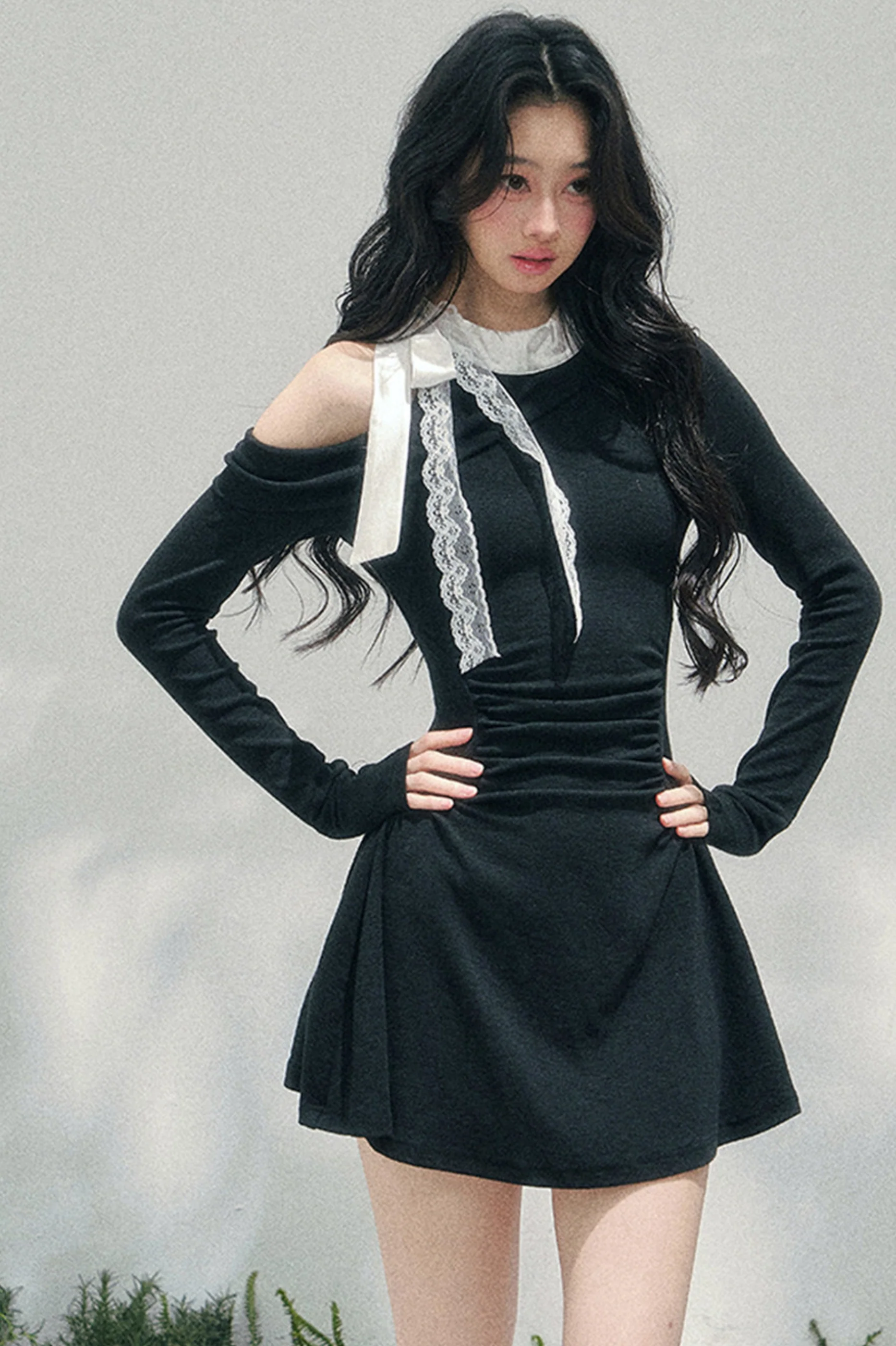French Lace Off-Shoulder Dress - Image 4