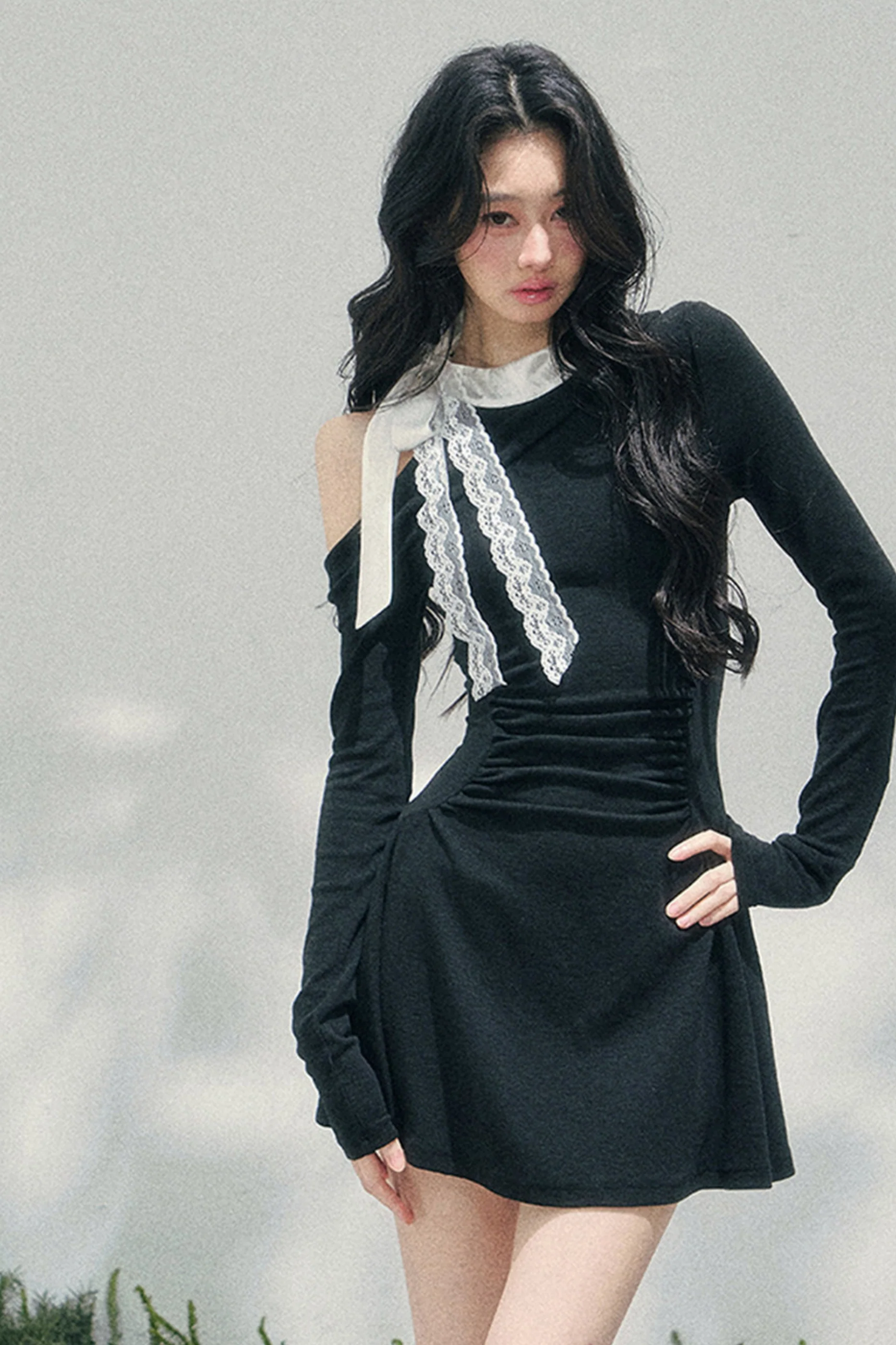 French Lace Off-Shoulder Dress - Image 9