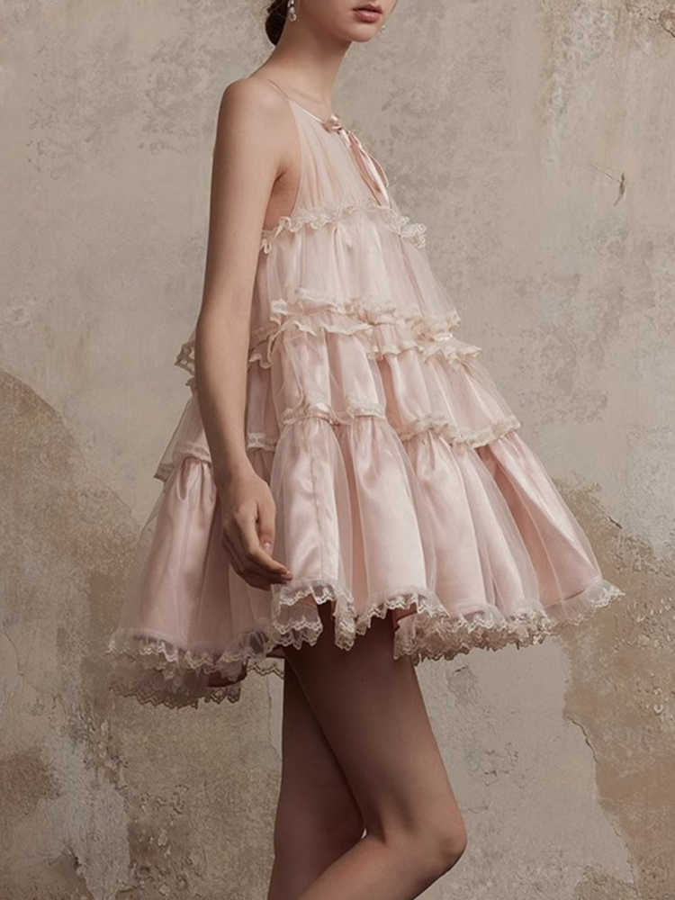 French Lace Splicing Rope Dress - Image 3