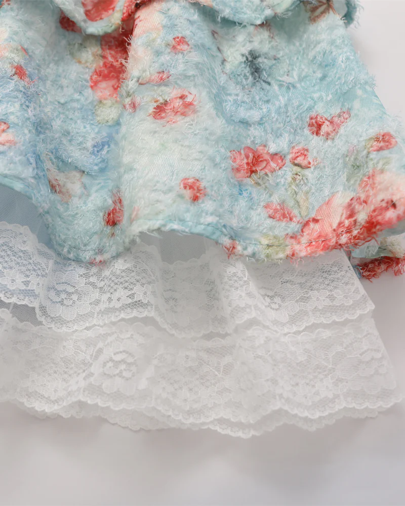 French Oil Floral Lace Corset Dress - Image 3