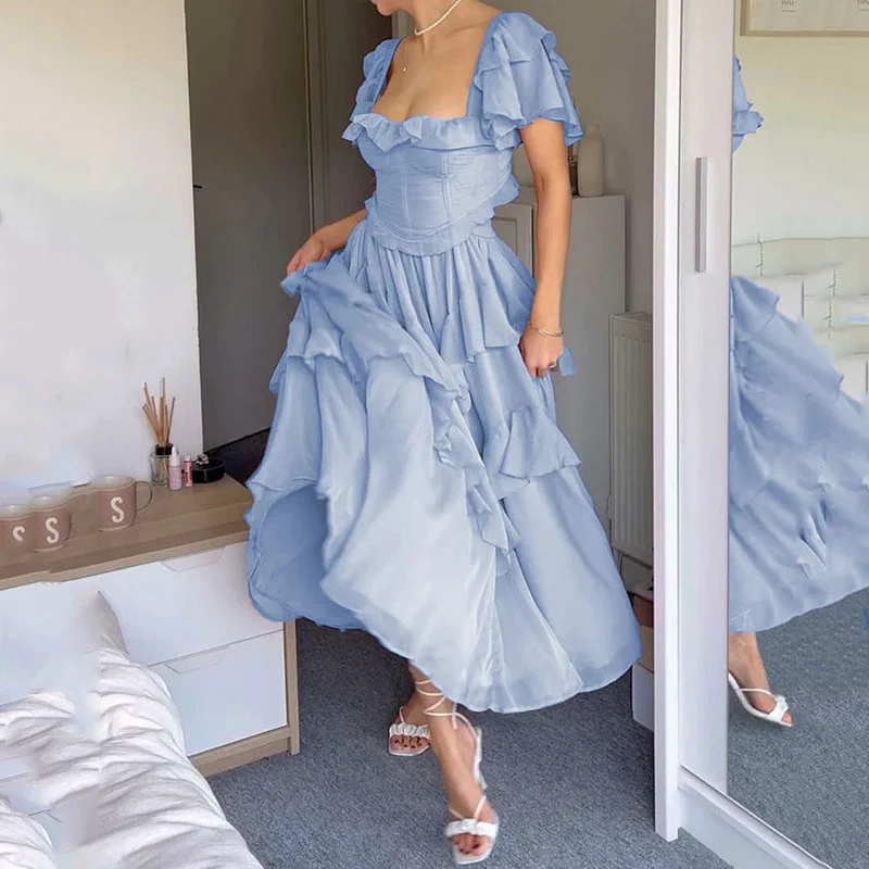 French One-shoulder Ruffled Dress - Image 2