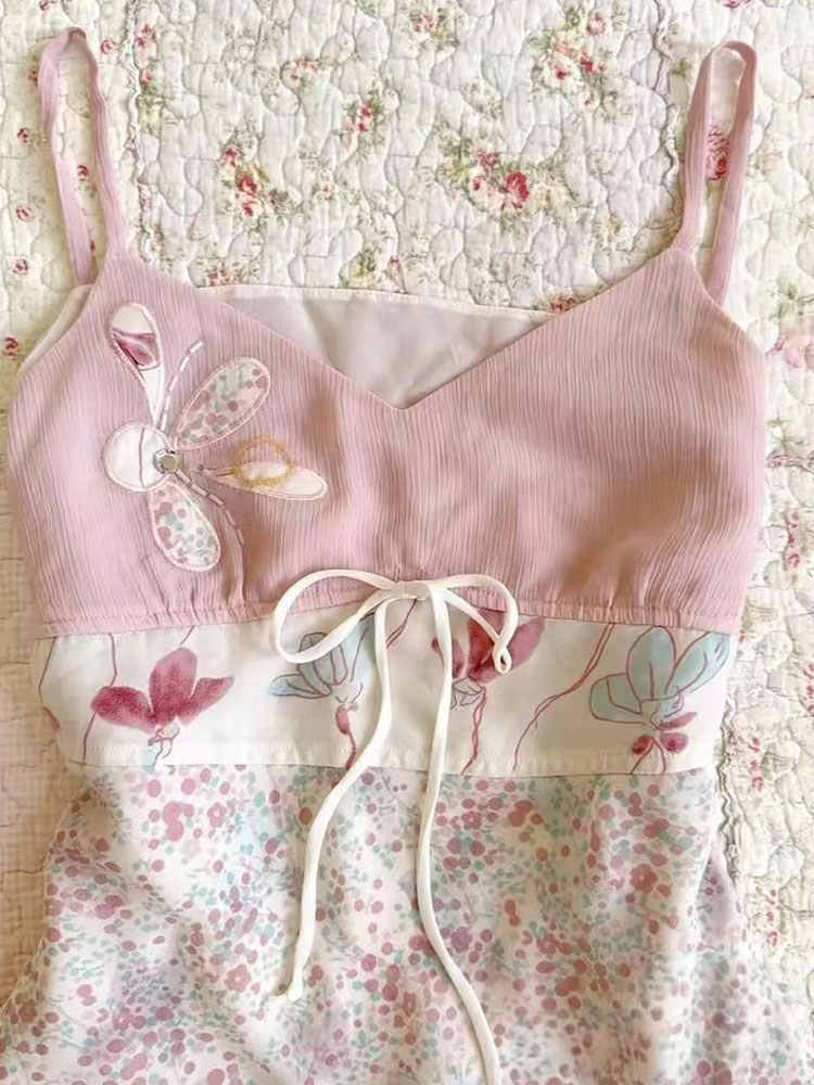 French Pink Floral Tank Top - Image 2
