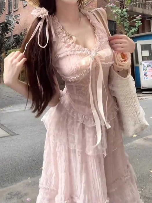 French Pink Lace Princess Top + Skirt - Image 2