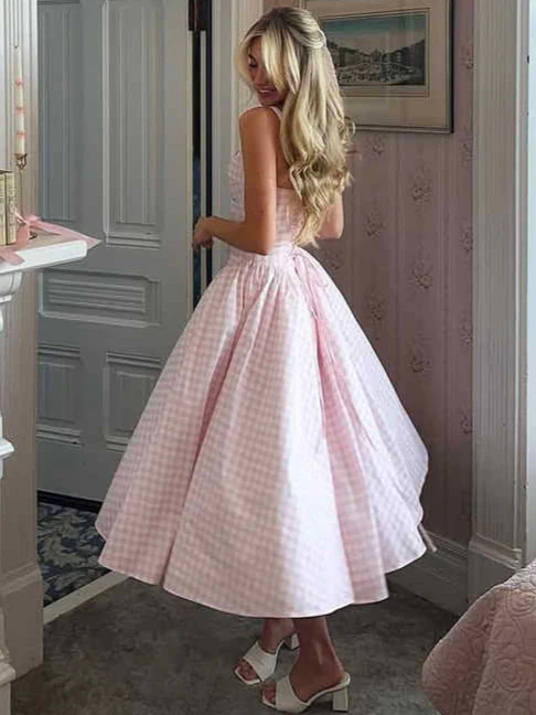 French Pink Plaid Suspender Dress