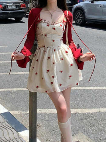 French Red Rose Suspender Dress - Image 2