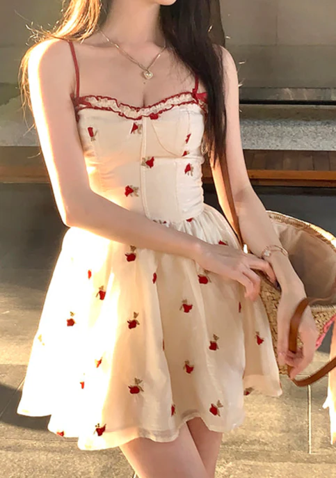 French Red Rose Suspender Dress - Image 4
