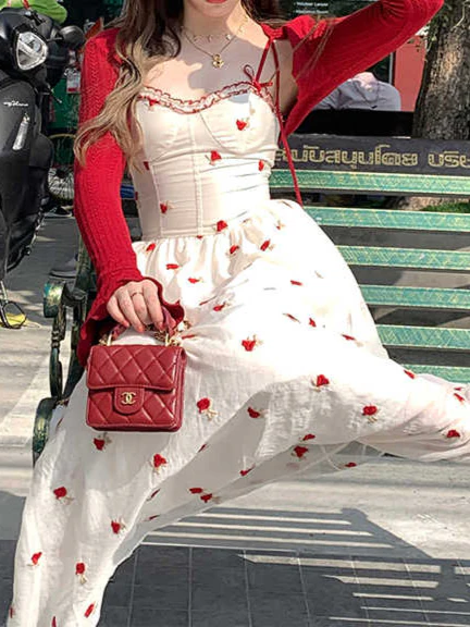 French Red Rose Suspender Dress - Image 5