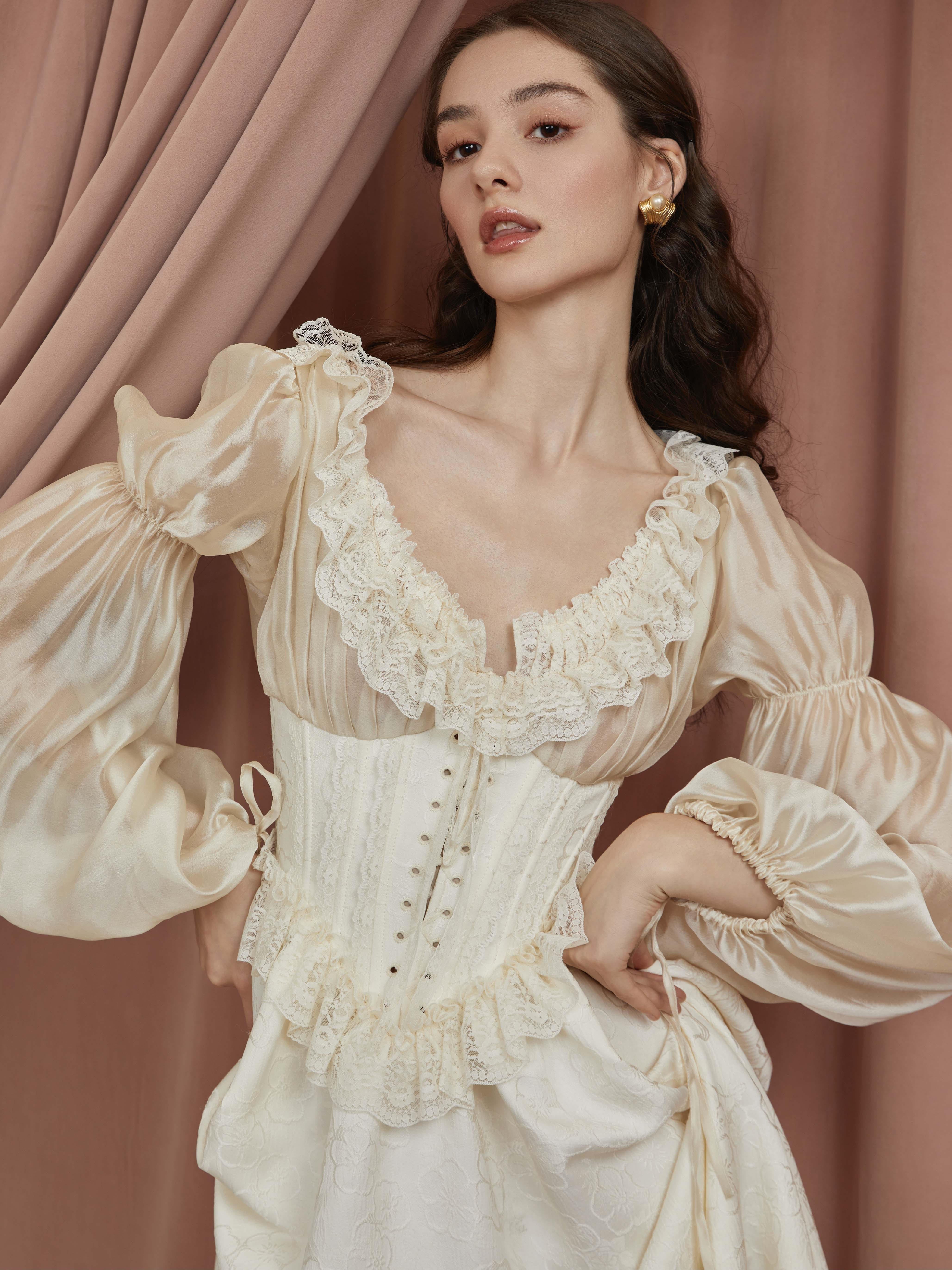 French Retro Palace Fishbone Long-sleeved Top