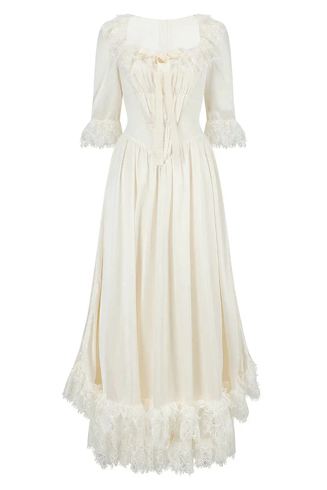 French Retro Satin Wedding Dress - Image 15
