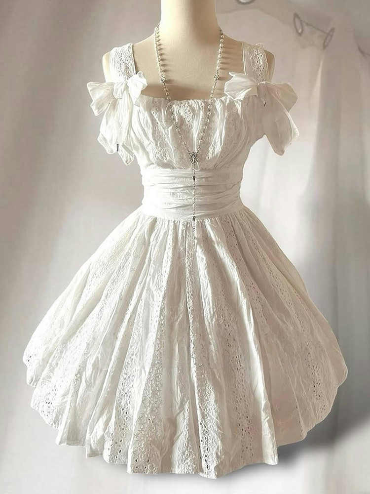 French Retro White Lace Dress - Image 5