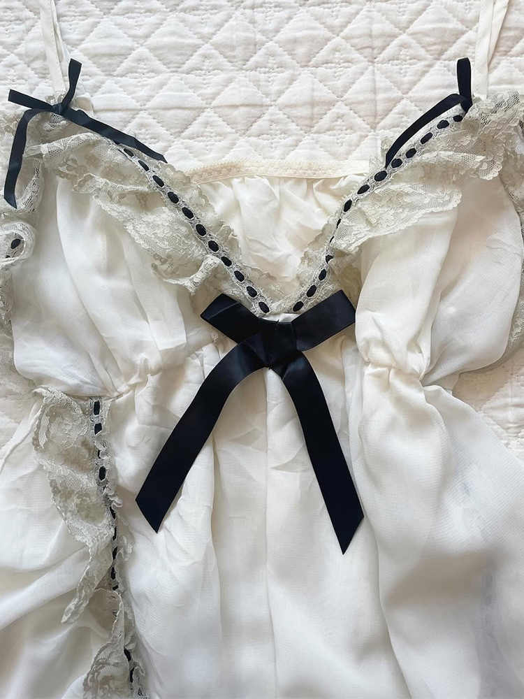 French Retro White Suspender Dress - Image 2