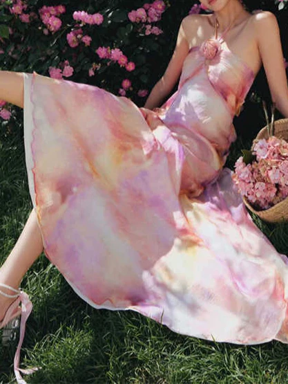 French Rose Halter-neck Dress - Image 4