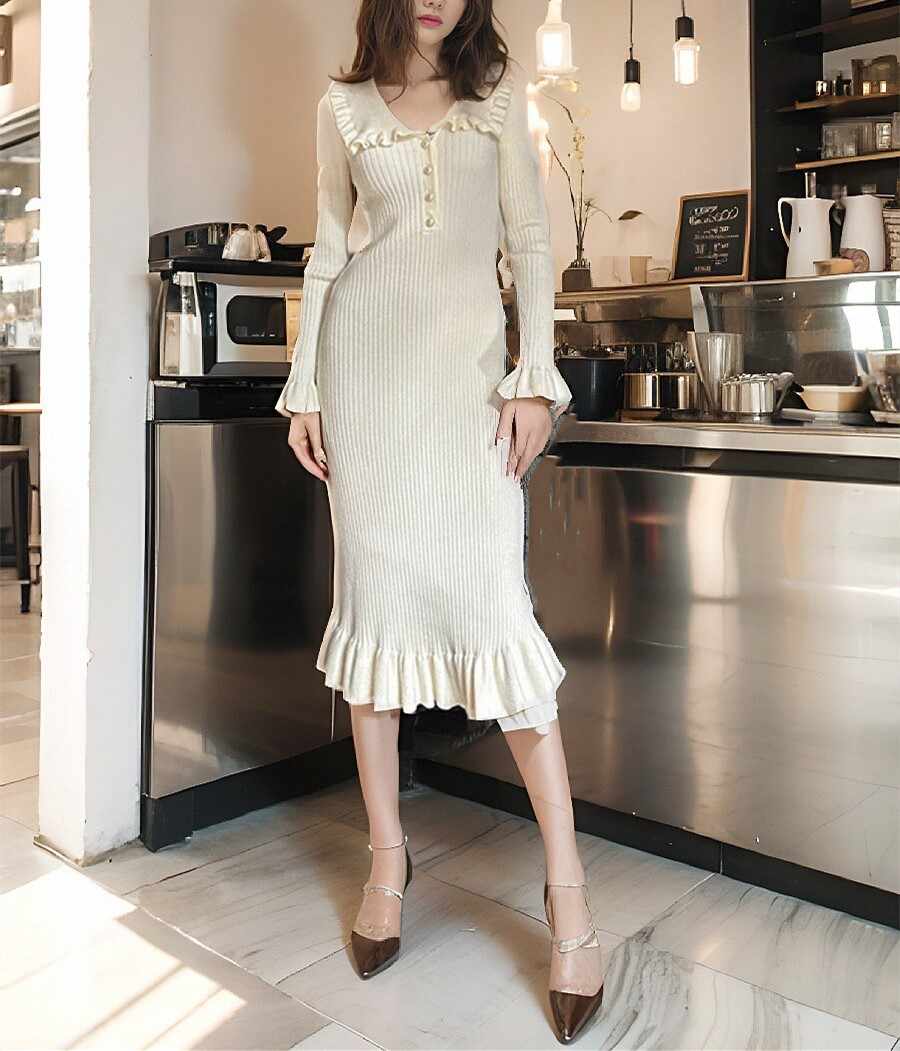 French Ruffle Sweater Dress - Image 3