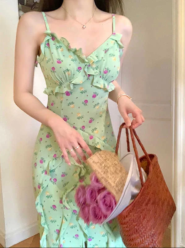 French Ruffled Suspender Floral Dress - Image 5