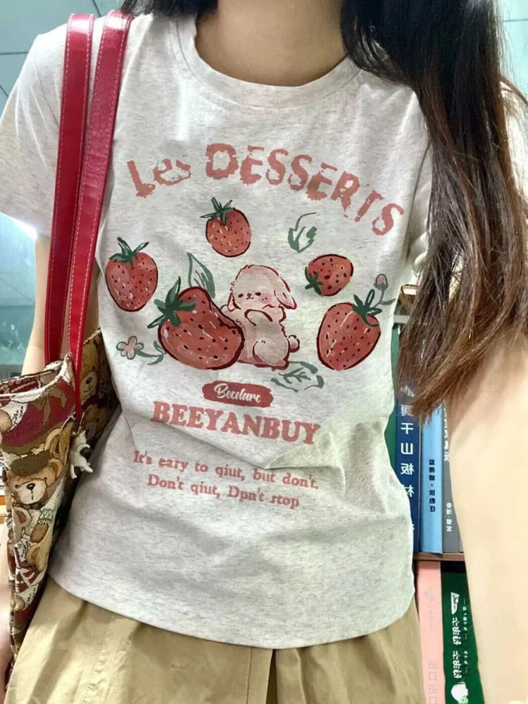 French Strawberry Bunny Tee - Image 2